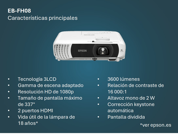 EPSON Proyector EB-FH08 Modelo sustituto del EB-FH06 que est? (descatalogado)