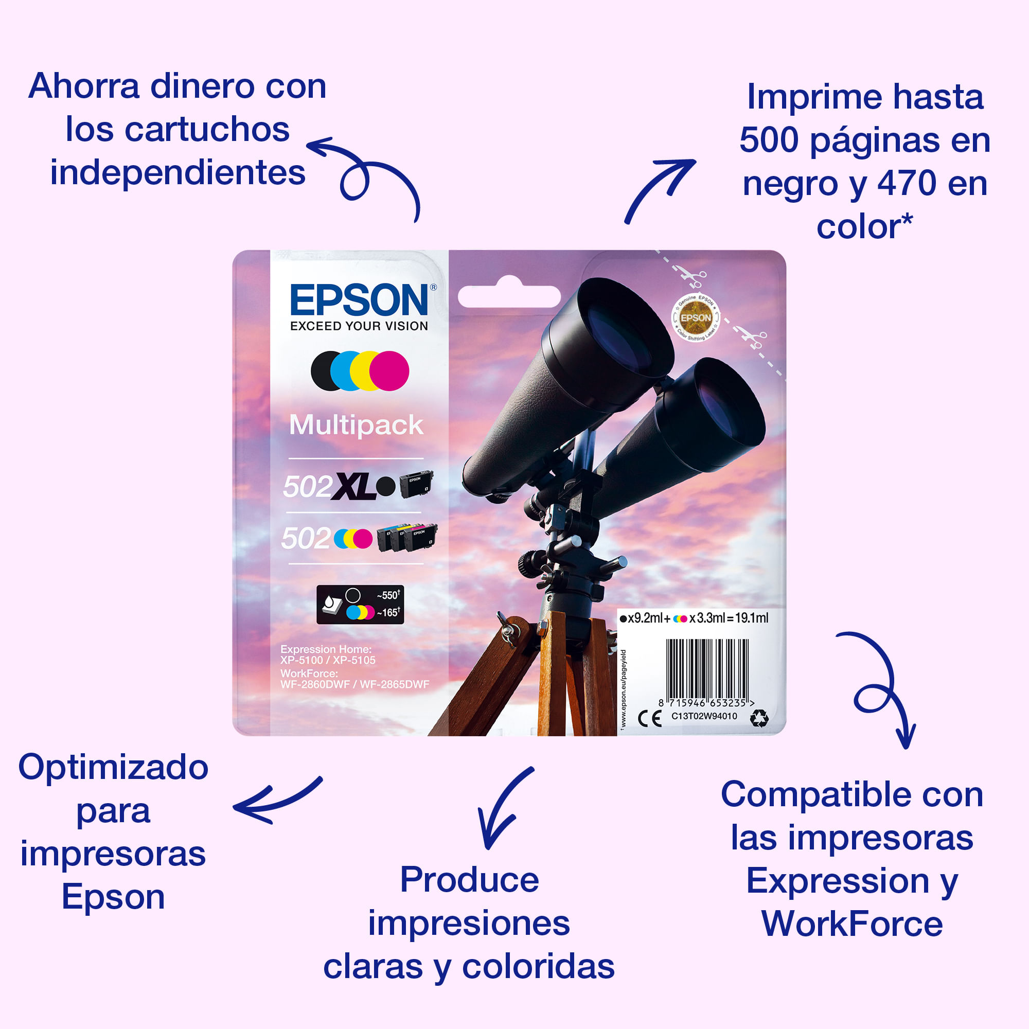 Epson 502 cartucho de tinta negro (original)
