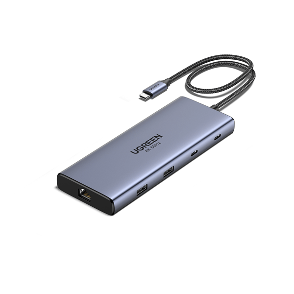 UGREEN 10-IN-1 USB-C TO 2 HDMI 4K 60HZ +2 USB-C3.2+USB-A3.2+USB-A3.0+GIGABITRJ45+SD TF+PD 100W