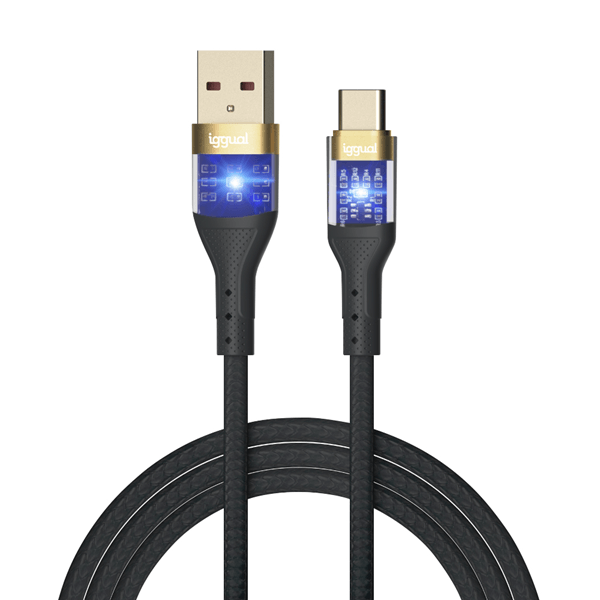 iggual Cable USB-A a tipo C 3A 100 cm trenzado LED