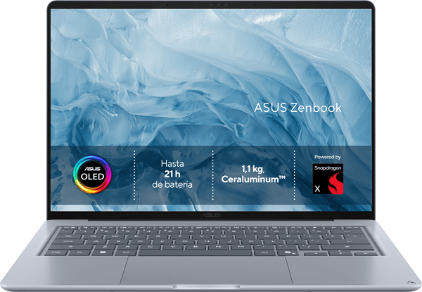 PORTATIL ASUS ZENBOOK UX3480QA-U1144W SNAPDRAGON X1-26-100, 16GB, 256GB SSD, 14" WUXGA, W11H, BLUE