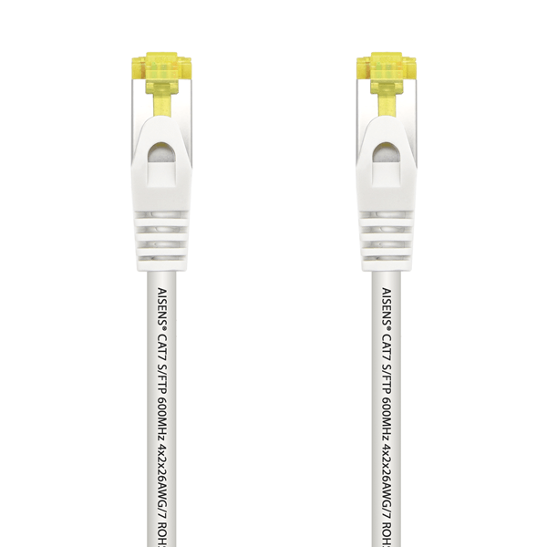 AISENS Cable De Red Latiguillo RJ45 LSZH Cat.7 600 MHz S/FTP PIMF AWG26, Blanco, 1.0 m