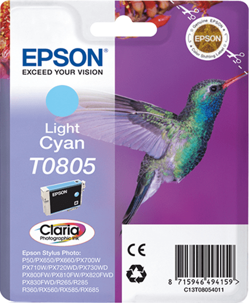 cartucho epson cyan claro px660 px720wd c13t080540