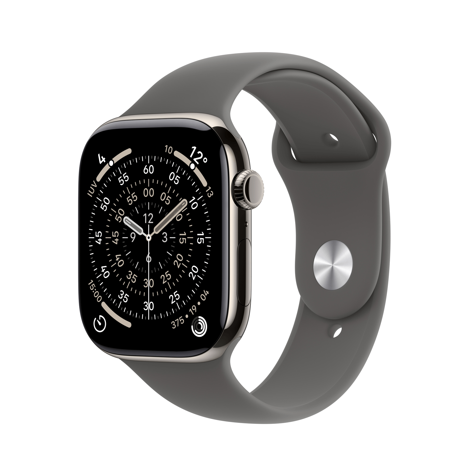 Apple Watch Series 11 GPS + Cellular 46mm Natural Titanium Case with Stone Grey Sport Band - M/L