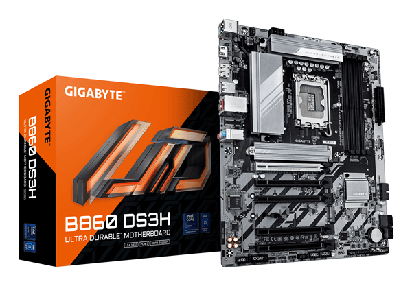 Placa Intel GIGABYTE B860 DS3H Placa base - CPUs Intel Core Ultra, VRM de 8+1+2+2 fases, hasta 9066MHz DDR5, 1xPCIe 5.0 + 1xPCIe 4.0 M.2, LAN 2,
