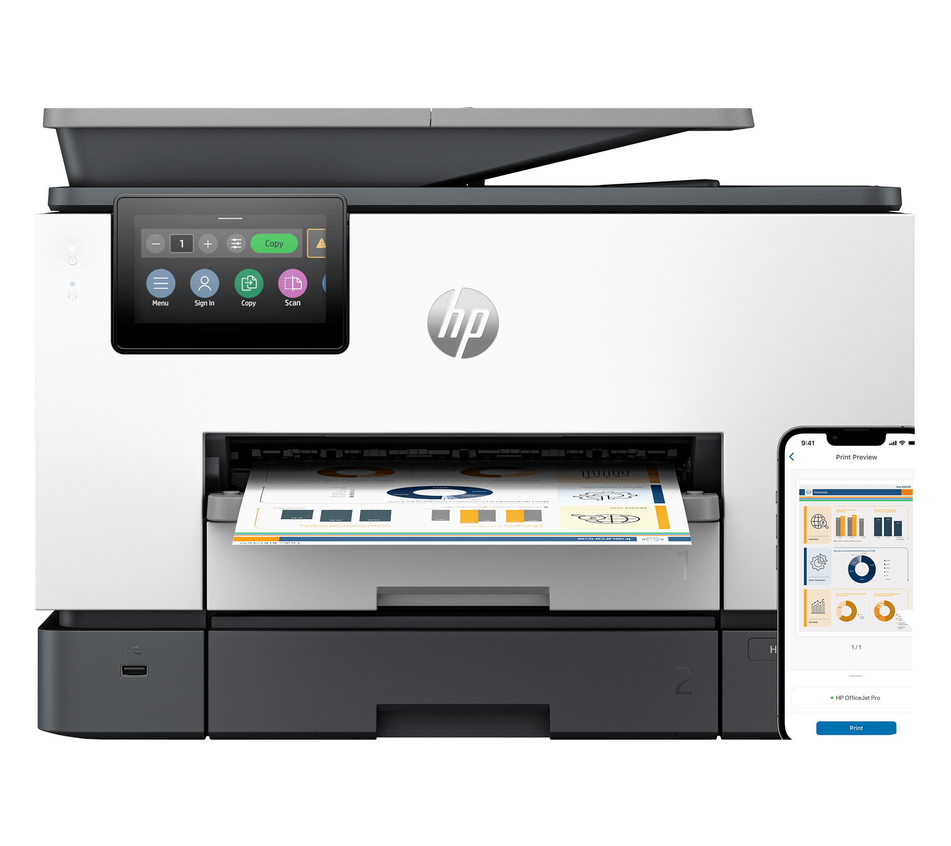 HP OfficeJet Pro OfficeJet Pro 9130b Inalámbrico All-in-One Color Impresora, Impresión a doble cara; Copiadora y escáner Thermal Inkjet Wifi Dúplex