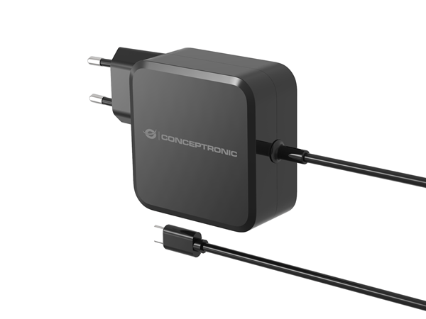 CARGADOR DE PARED CONCEPTRONIC OZUL05BE 100W GaN PD CABLE USB-C INCORPORADO