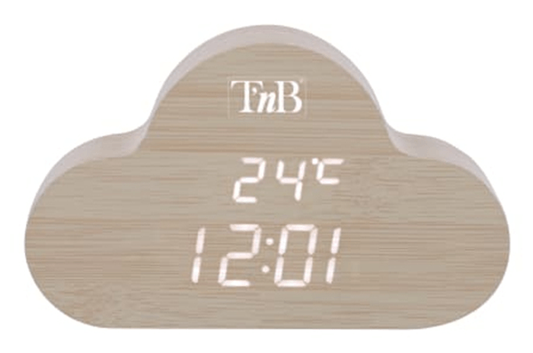 TNB JOY - Reloj LED con 3 alarmas en la nube - efecto madera