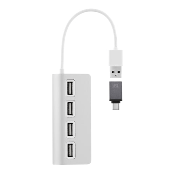 TNB HUB autoalimentado USB 2.0 de 4 puertos - aluminio