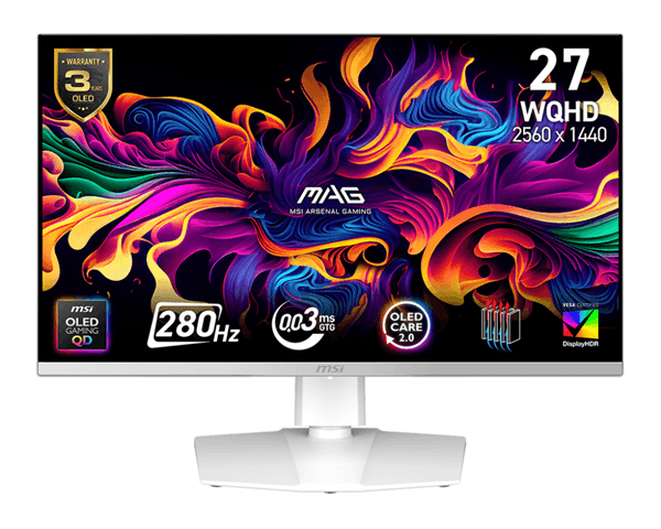 MSI MONITOR MAG 272QPW QD-OLED X28. 26.5" QD OLED FLAT. 2560X1440. 280HZ. BLANCO