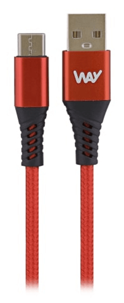 TNB WAY - Cable de carga y sincronizaci?n USB/USB-C de 2 m - Rojo