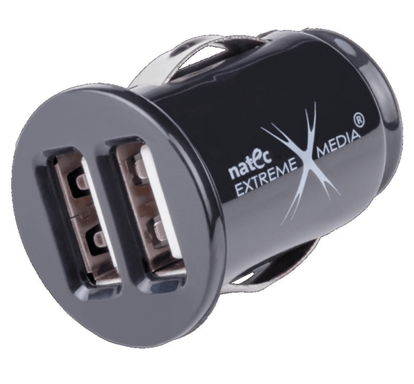 cargador coche natec mini 2xusb 2.1a 12 24v negro
