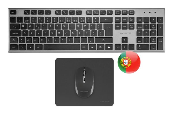 TECLADO MOUSE Y ALFOMBRILLA WIRELESS TACENS ZENITHWPT LOW PROFILE TECLA COPILOT 3200DPI NEGRO PORTUG