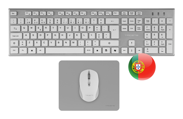 TECLADO MOUSE Y ALFOMBRILLA WIRELESS TACENS ZENITHWPT LOW PROFILE TECLA COPILOT 3200DPI PORTUG