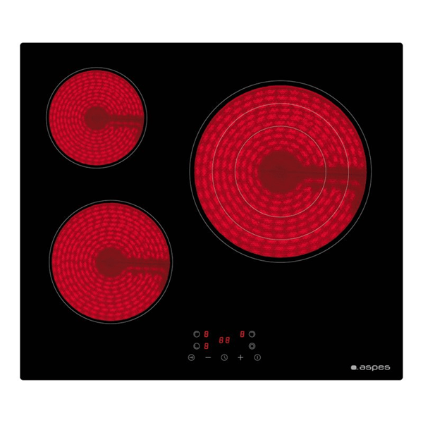 VITROCERAMICA INDEPENDIENTE RADIANTES ASPES AV3602 3 ZONAS COCCION ANCHO 60 CM