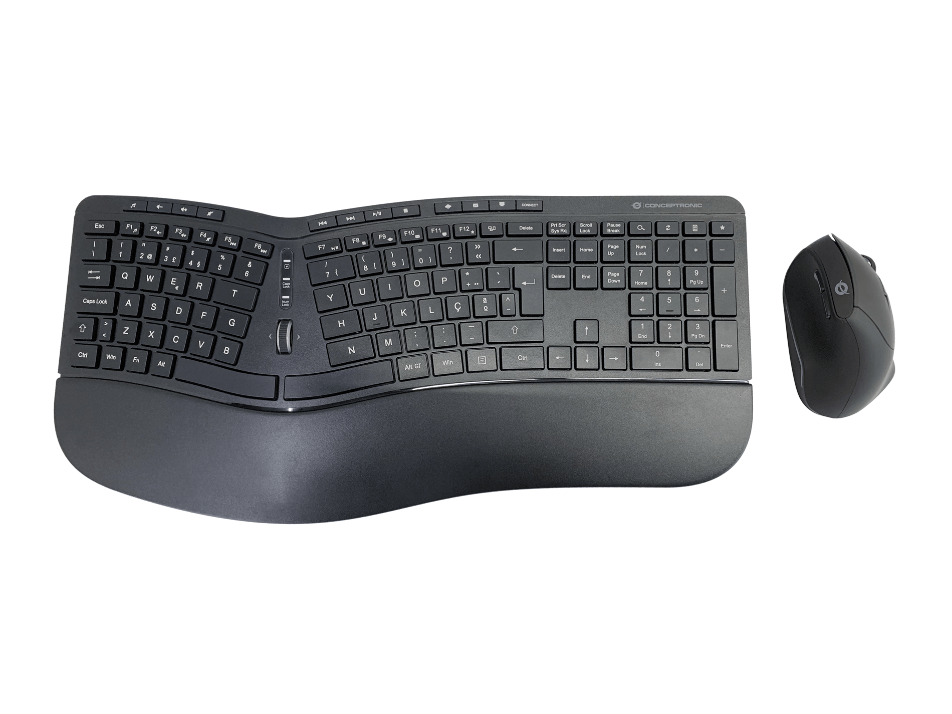 TECLADO Y MOUSE CONCEPTRONIC WIRELESS ORAZIO02 1600 DPI ERGONOMICO PORTUGUES NEGRO