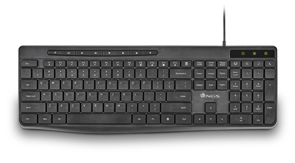 TECLADO NGS USB SPECTRA ULTRA SLIM MULTIMEDIA SILENCIOSO NEGRO