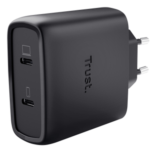 CARGADOR USB GAN TRUST MAXO 65W 2xUSB-C INCLUYE CABLE USB-C 2m COLOR NEGRO