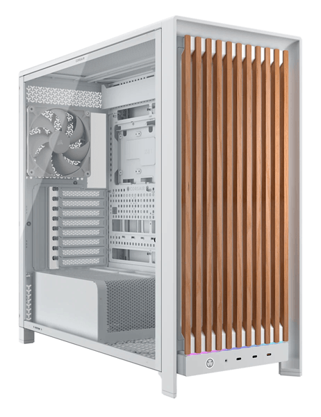 Caja CORSAIR FRAME 5000D WOOD RS RGB Nuez, Blanco
