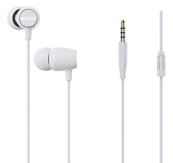AURICULAR INTRAUDITIVO JACK 3.5MM AIWA ESTM-20 NEODIMIO ALUMINIO MIC 1.2M BLANCO