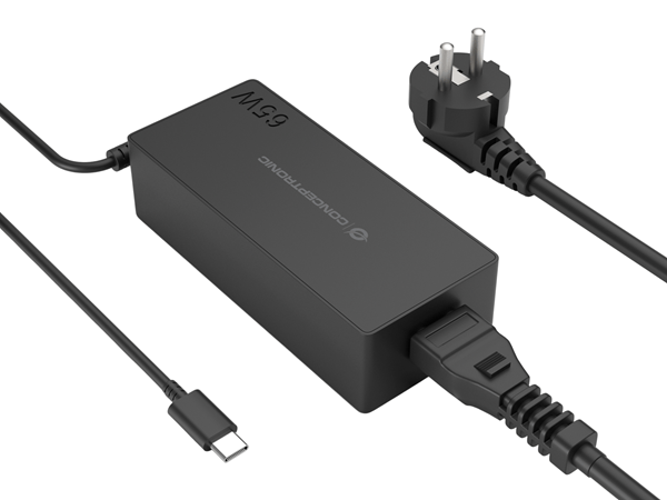 CARGADOR USB GAN CONCEPTRONIC OZUL09BE 65W PD CABLE INTEGRADO USB-C 1.8m NEGRO
