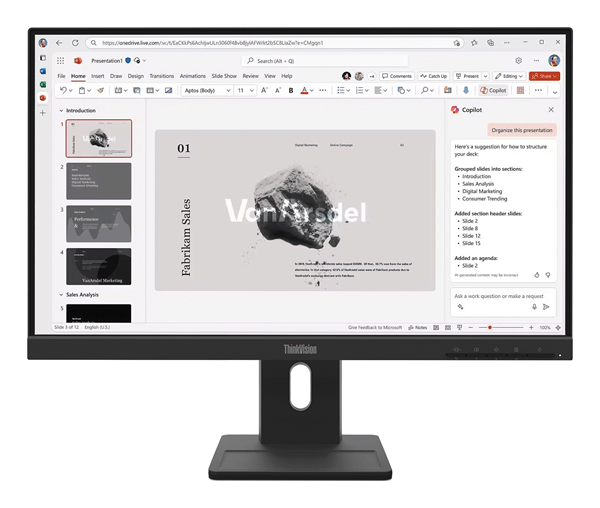 Monitor Lenovo ThinkVision E22-40 21,5" FullHD IPS 100Hz Ajustable en altura Altavoces integrados - Imagen 2