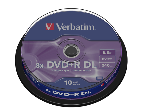 Tambor 10 dvd+r dl 8.5gb verbatim 8x matt silver