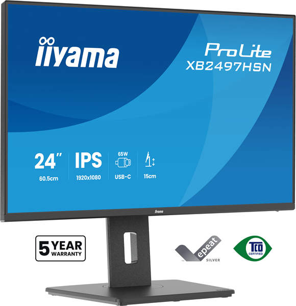 Monitor iiyama ProLite XB2497HSN-B1 23,8" FullHD 100Hz IPS USB-C Altura Ajustable 1ms - Imagen 2