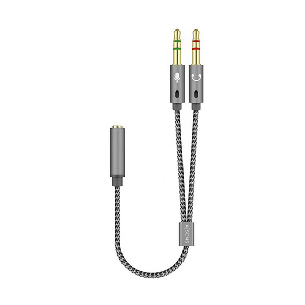 aisens - cable adaptador audio jack 3.5 4pines h-2xjack 3.5 3pines m,