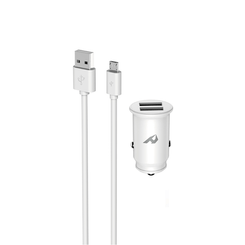 Home Serie Enjoy YCC 01M Adaptador de coche USB  2 USB x 5V 2 4A con cable Micro USB
