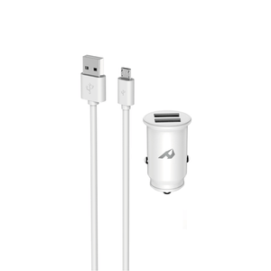 Home Serie Enjoy YCC 01M Adaptador de coche USB  2 USB x 5V 2 4A con cable Micro USB