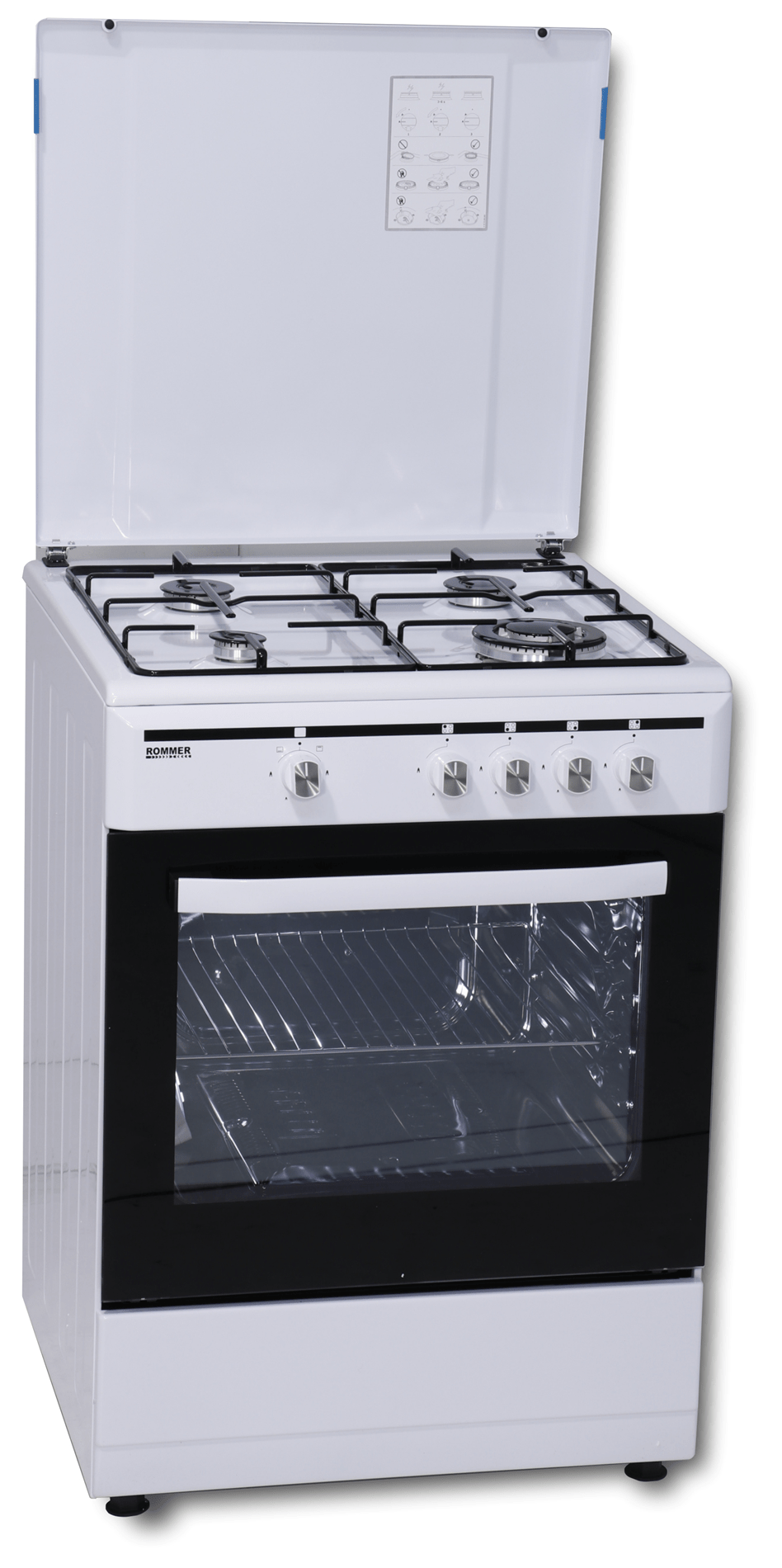 COCINA DE GAS ROMMER VCH-461FG NAT 4 ZONAS COCCION BLANCA