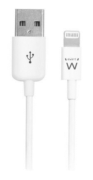 cable usb ewent lightning- usb-a 2.0m blanco