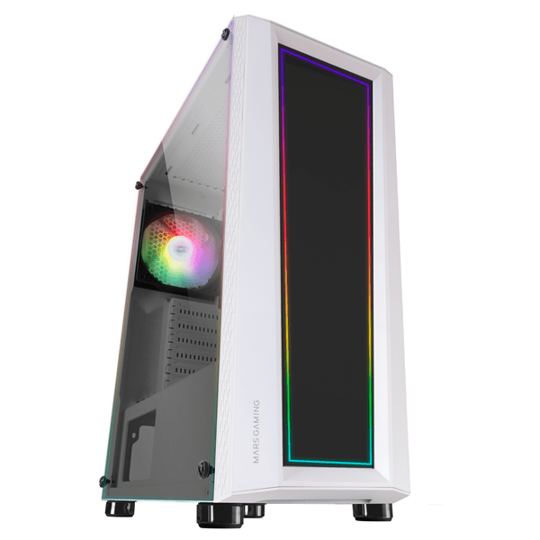 MARS GAMING MC-ART Blanco Caja PC Gaming ATX Doble Cristal Templado Dibujable ARGB 12 Modos Ventilador 12cm RGB Blanco
