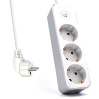 Miniatura 2 de Regleta de alimentacion multiple welly enjoy 3 salidas schuko 16a con interruptor de encendido apagado blanco plateado WY13163