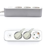 Miniatura 3 de Regleta de alimentacion multiple welly enjoy 3 salidas schuko 16a con interruptor de encendido apagado blanco plateado WY13163