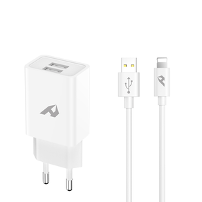 Home-Serie-Enjoy-YTC-02-IP-cargador-blanco-2-x-USB-5V-2.4A-con-cable-USB-2.0-a-Lightning