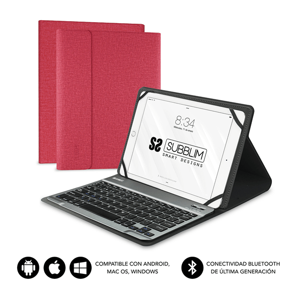 funda y teclado tablet 10.1´´ subblim bluetooth red
