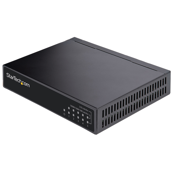 UNMANAGED 2.5G SWITCH 5 PORT - ALL-METAL CASE FANLESS WALL K IT