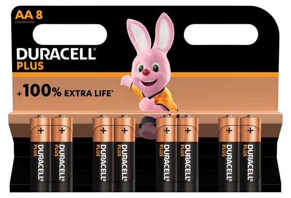 duracell plus power pila alcalina aa lr6 blister 8