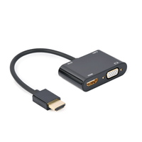 Miniatura 1 de HDMI MACHO A HDMI HEMBRA + VGA HEMBRA + CABLE ADAPTADOR DE AUDIO NEGRO