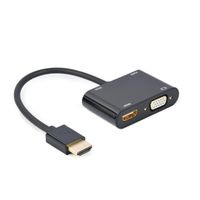 Miniatura 2 de HDMI MACHO A HDMI HEMBRA + VGA HEMBRA + CABLE ADAPTADOR DE AUDIO NEGRO