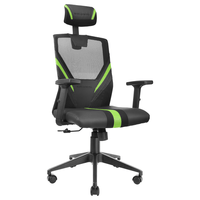 Miniatura 1 de SILLA ERGONOMICA MARS GAMING MGC-ERGO NEGRA CON DETALLES EN VERDE RESPALDO EN MALLA TRANSPIRABLE AJUSTE LUMBAR-CERVICAL-REPOSABRAZOS