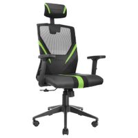 Miniatura 2 de SILLA ERGONOMICA MARS GAMING MGC-ERGO NEGRA CON DETALLES EN VERDE RESPALDO EN MALLA TRANSPIRABLE AJUSTE LUMBAR-CERVICAL-REPOSABRAZOS