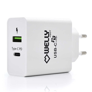 Cargador de pared welly enjoy usb tipo-c pd con carga rapida 3.0 36w blanco WY11100