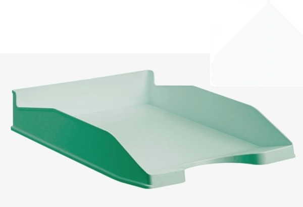 bandeja ecogreen 100  reciclado y reciclable apilable verde pastel 345x255x60 mm archivo 2000 742 ve ps