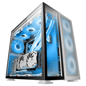 Caja MARS GAMING  MC-NOVA Torre Gaming Custom XXL E-ATX Aluminio Aeroespacial Doble Ventana Completa Cristal Templado Estructura Doble Cámara USB-C  Aluminio, Negro