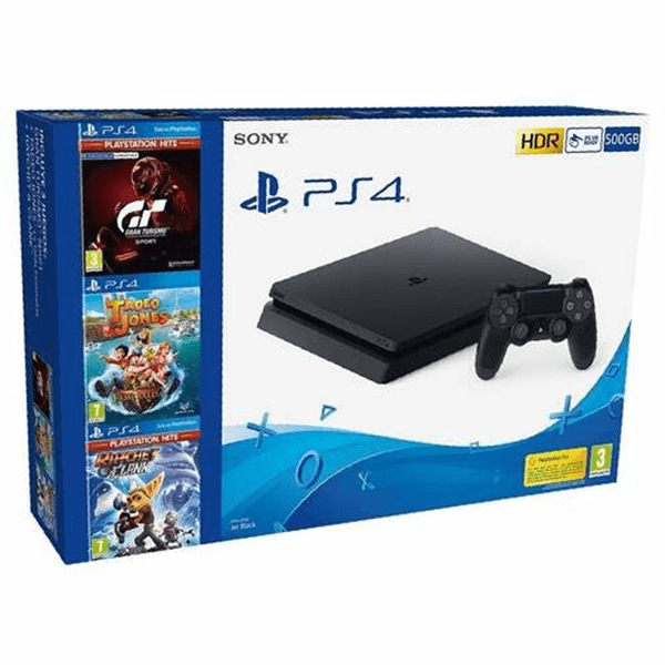 videoconsola sony ps4 slim 500gb + tadeo jones + ratchet   clank + gt sport