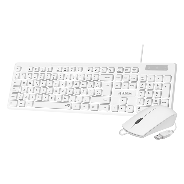 TECLADO Y RATON SUBBLIM SILENCIOSO USB BLANCO