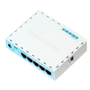 SWITCH 5 PUERTOS 10/100/1000 MIKROTIK RB750GR3 HEX LITE ROUTE OS L4